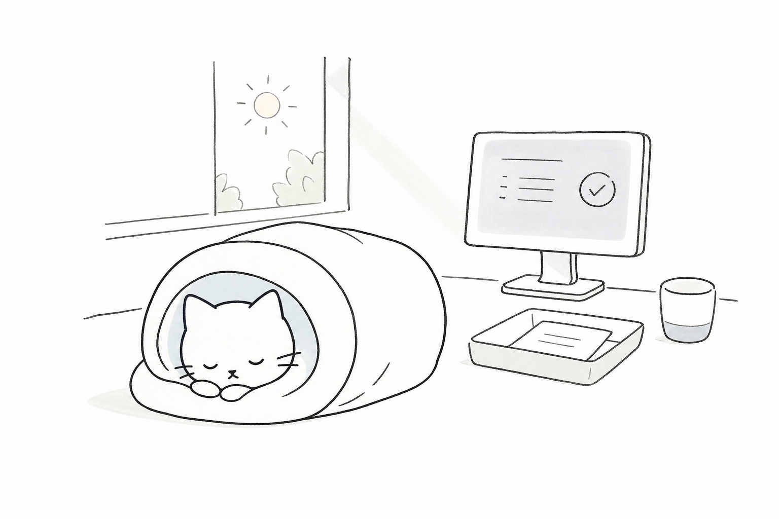 眠っている間に、机の作業が終わっているごろ