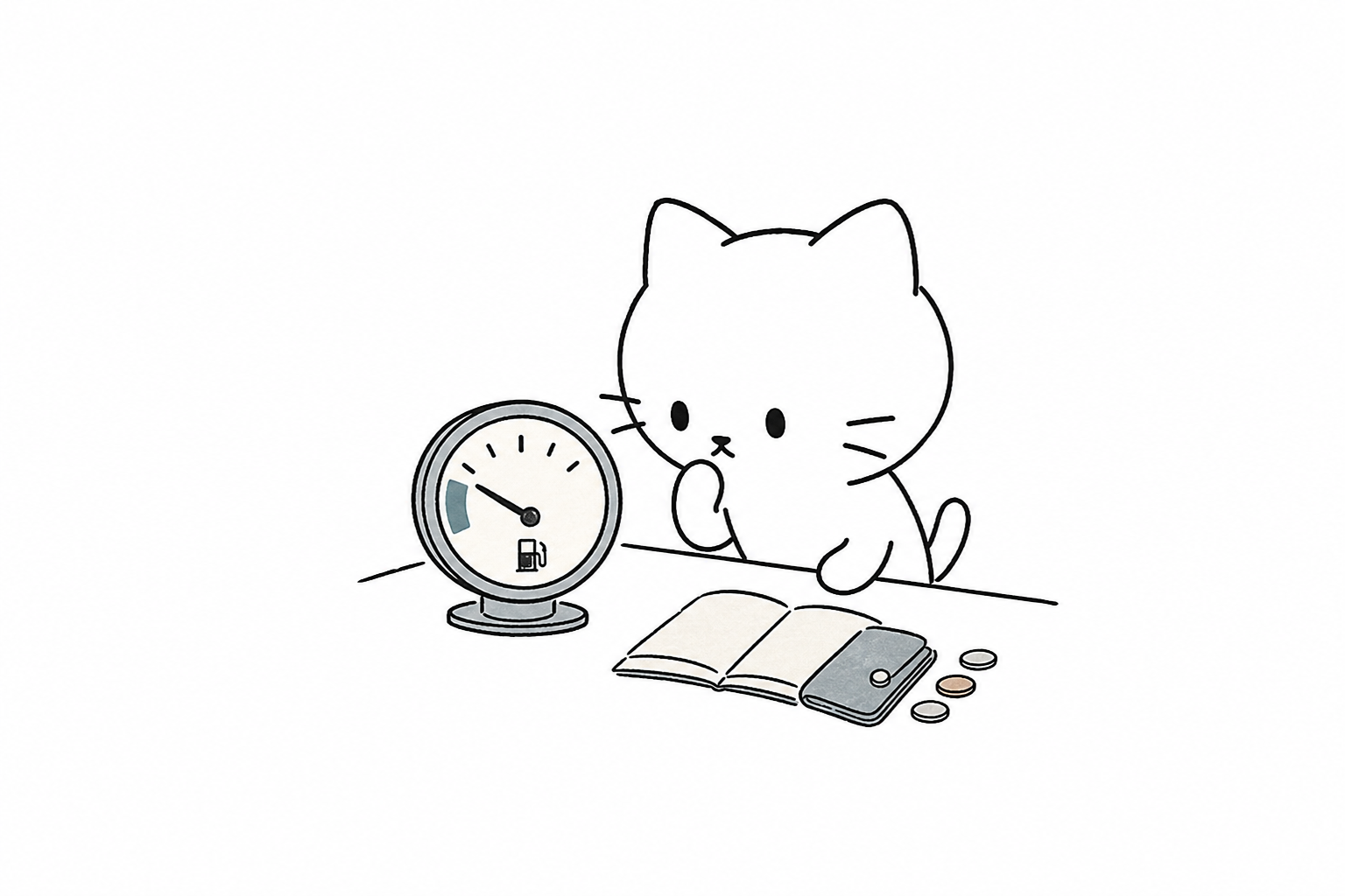 机に燃料計が増え、のぞき込むごろ