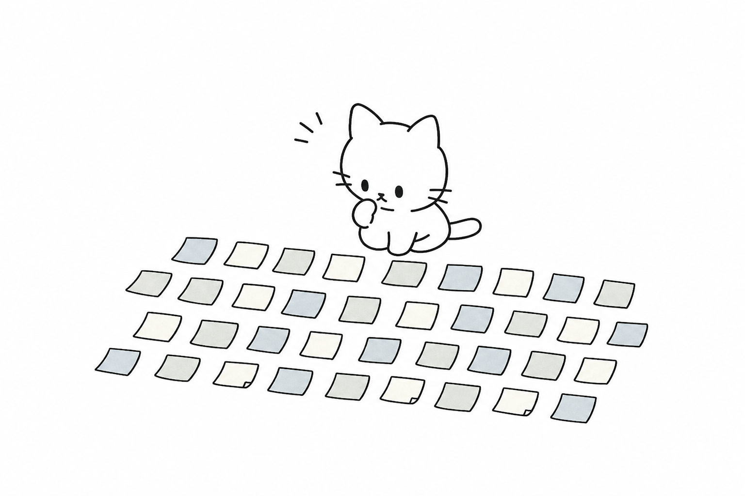一週間を床に広げ、同じ付箋に気づくごろ