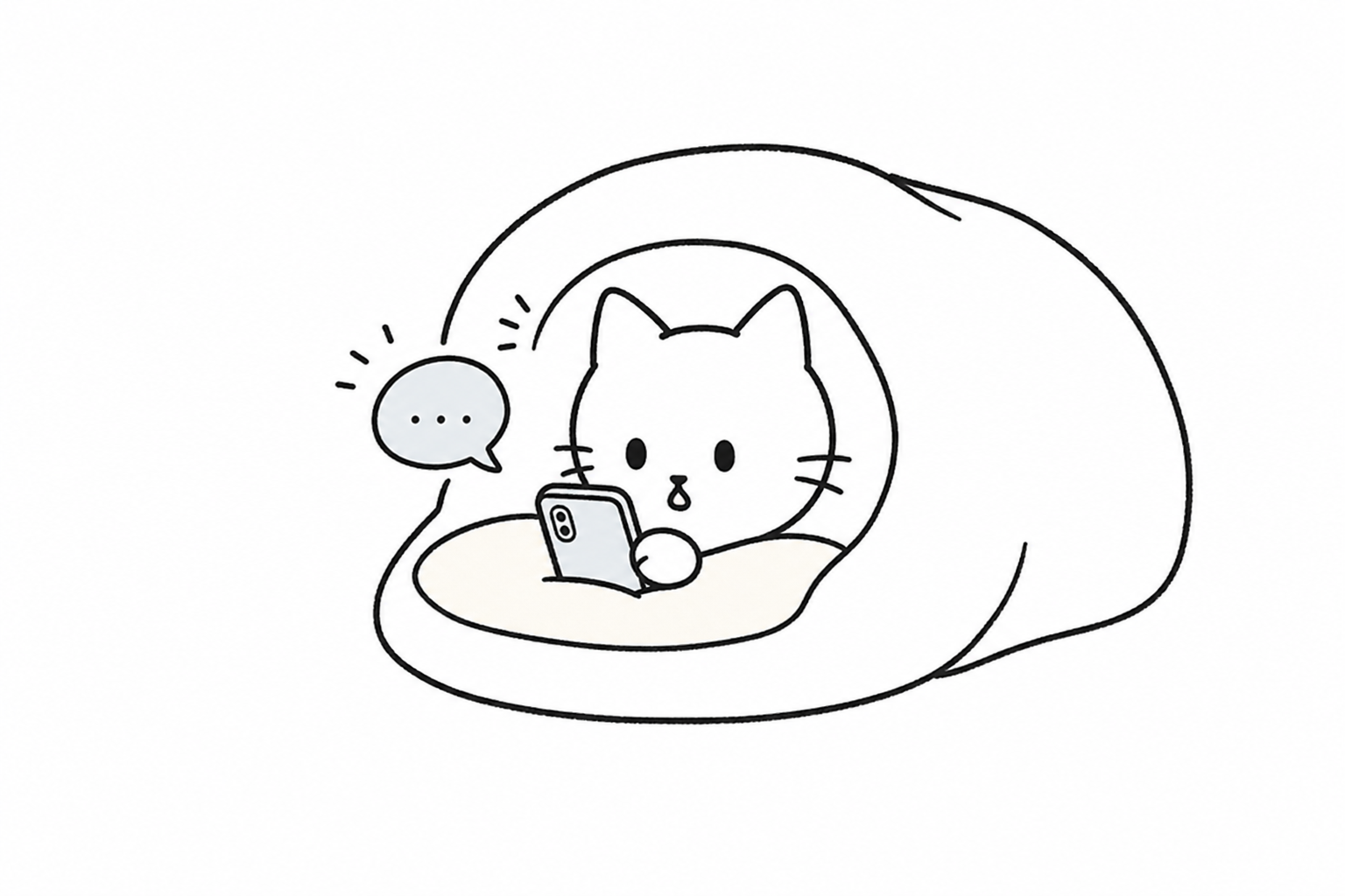 布団から顔を出しスマホに話しかけ、返事に少し驚くごろ